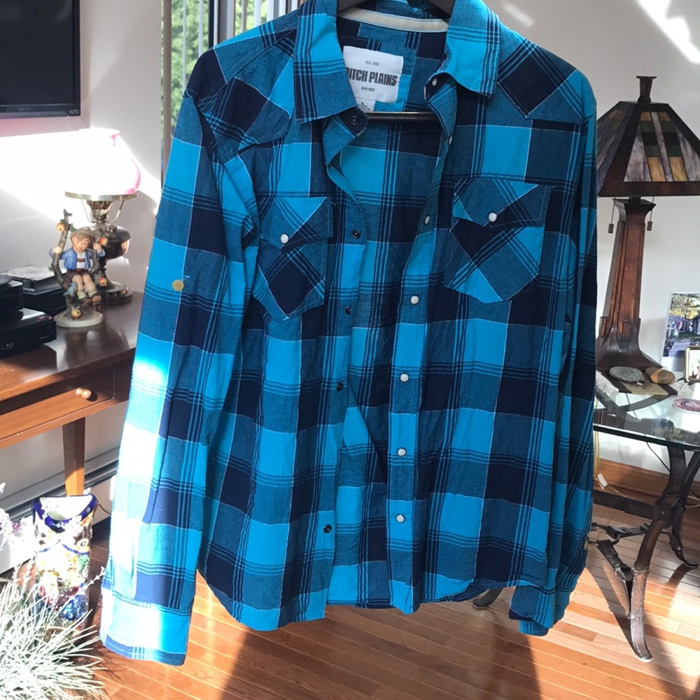 Plaid men's button down shirt