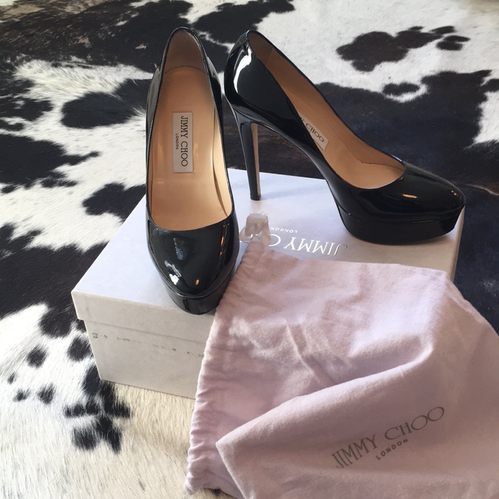 Authentic Jimmy Choo Black Patent "Alex" Pumps
