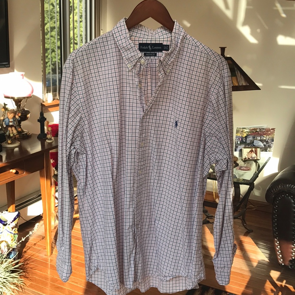 Pink and blue plaid Ralph Lauren dress shirt