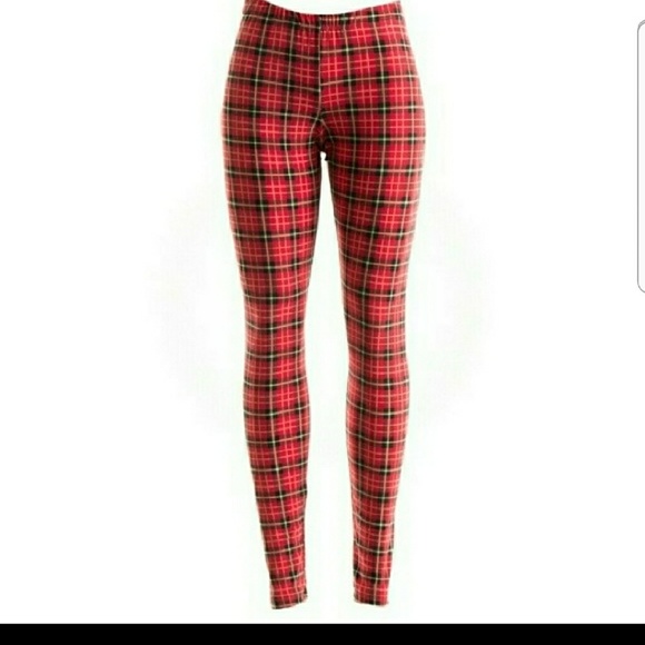 👍1 LEFT! (S) Red/Blk Super Soft Plaid Leggings! - Picture 2 of 3
