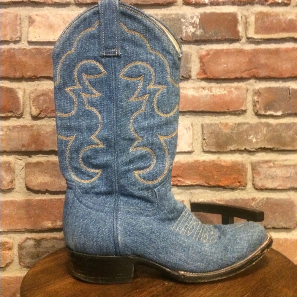 Denim cowboy boots