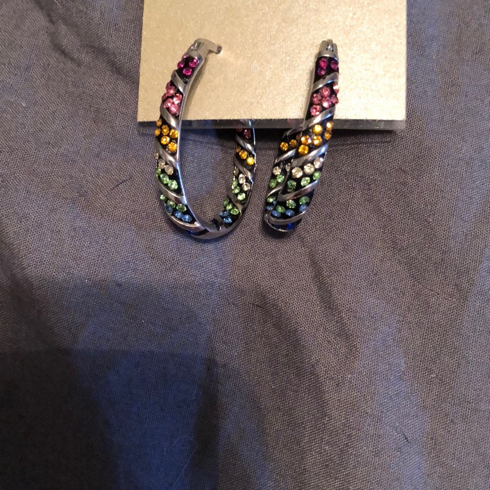 Rainbow small oval hoops