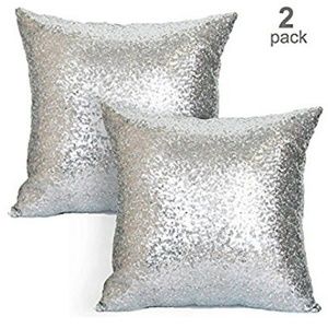 2 piece new silver throw pillow cases