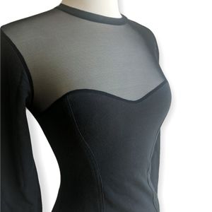 Black Wolford long sleeve bodysuit w mesh