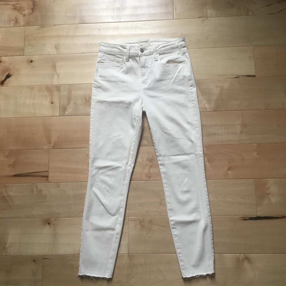 L’Agence Cream Frayed Edge Jeans
