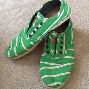 Toms lace up canvas  green stripe
