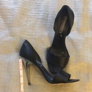 BCBGMaxAzria black satin pumps