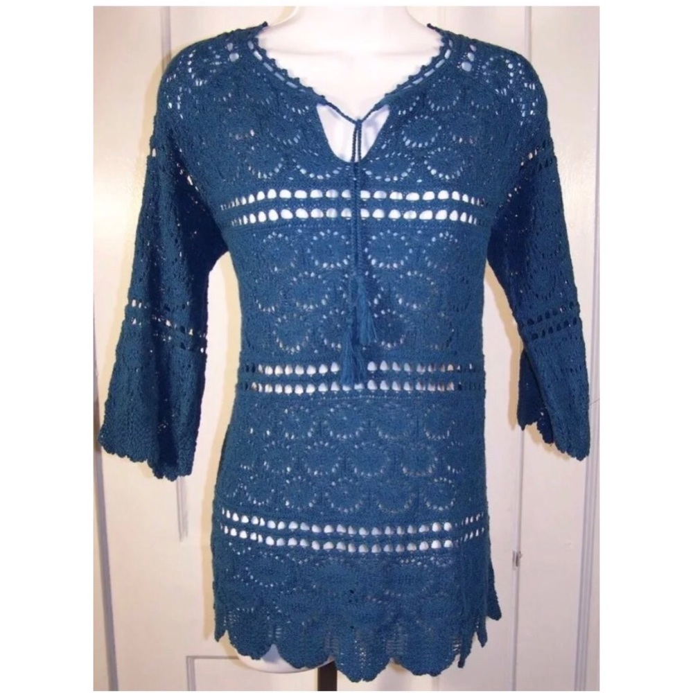 Lucky Brand NWT Boho Festival Tunic Crochet Top Size Small