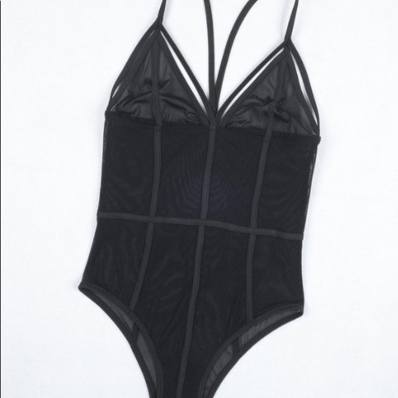Yasmin Sheer Black Mesh Caged Bodysuit - Picture 4 of 5