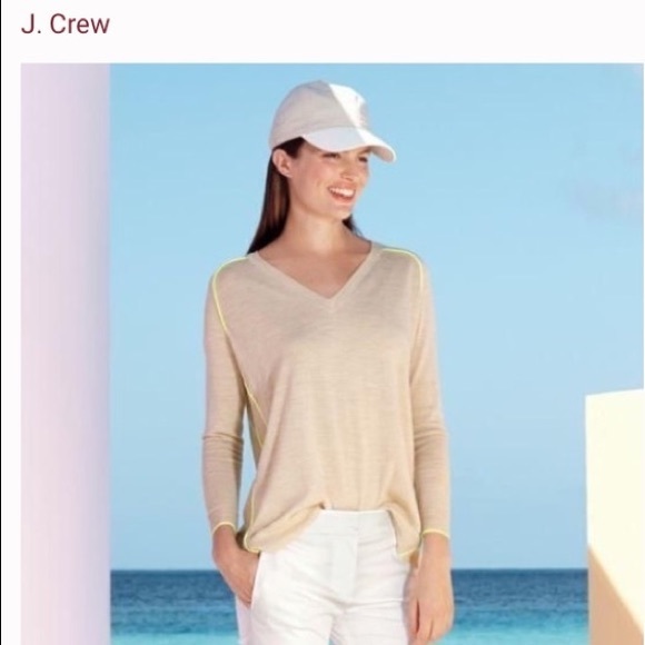 J. Crew Sweaters - J crew tan and neon vneck sweater size xs