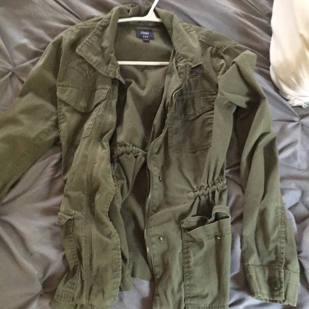 Gap olive green jacket coat boho xs