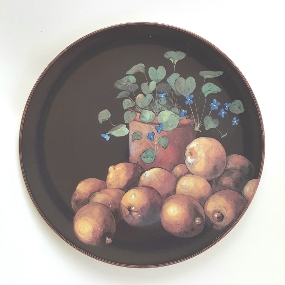 Gien Cake Plate 12" Vintage Rustic French France Cueillette