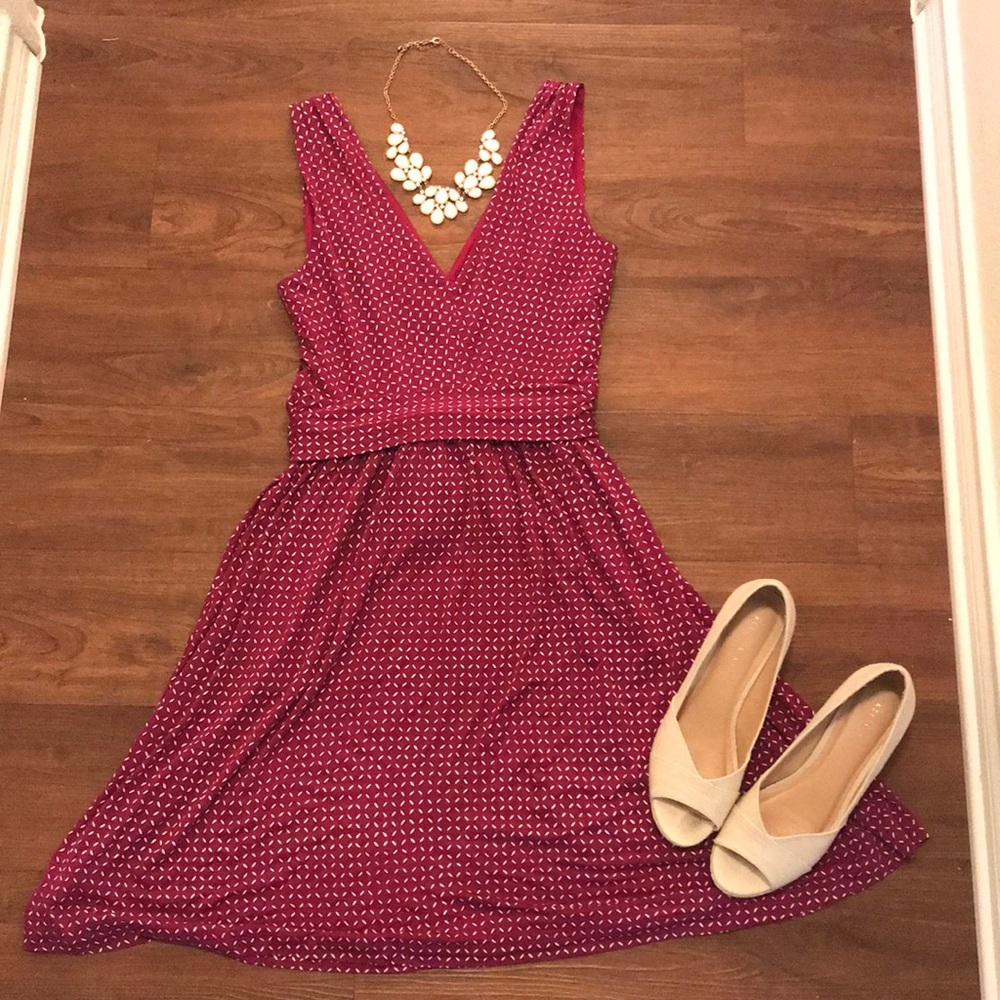 Loft sundress with v neck and low v back