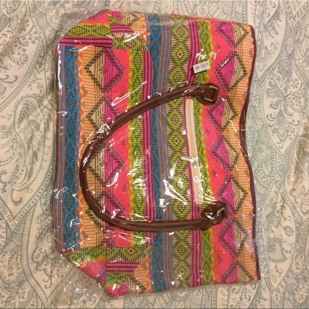 Aztec print beach bag/tote/purse/book bag
