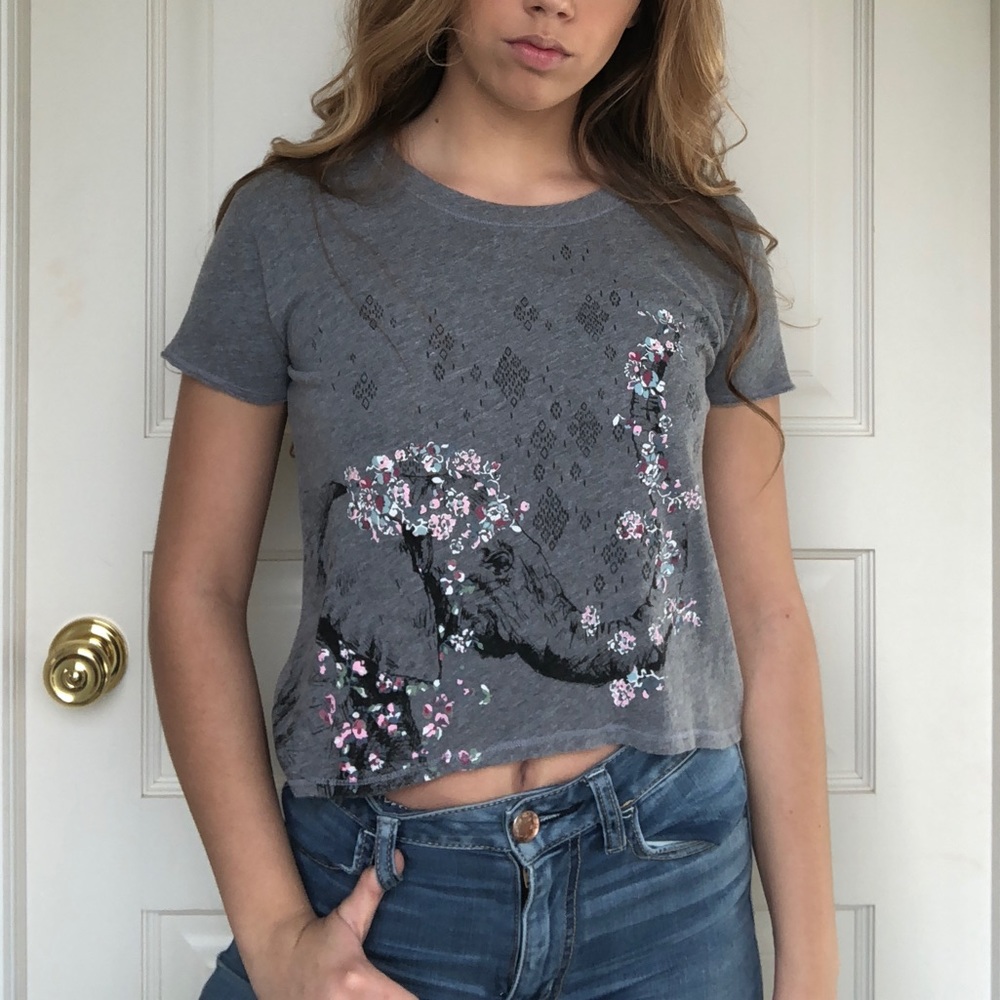 abercrombie short sleeve grey crop top