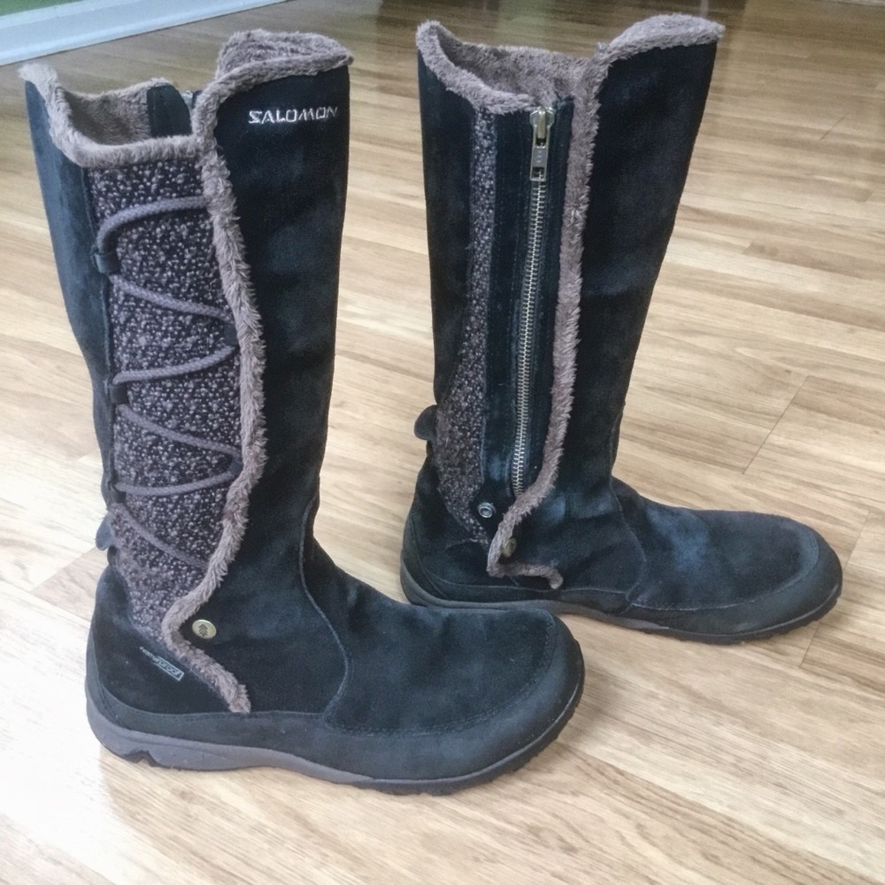 Women’s Black Salomon Snow Boots, Size 8.5