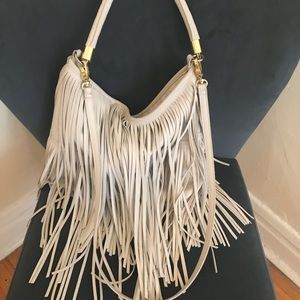 H&M Light Grey Fringe Shoulder Bag with Strap
