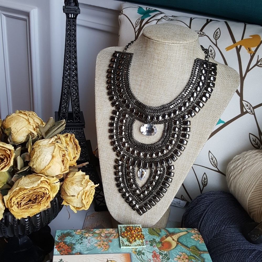 Large boho bib styled necklace