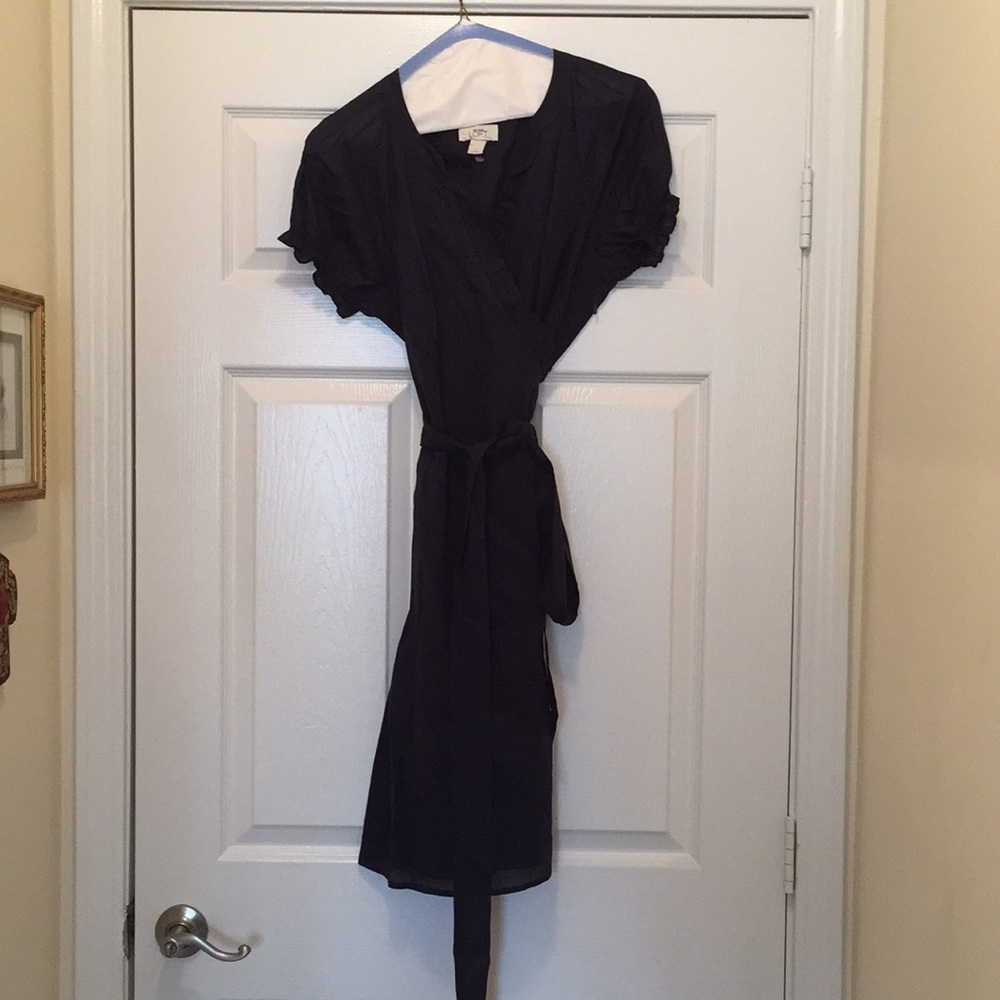 Navy Blue wrap dress with ruffles very cute
