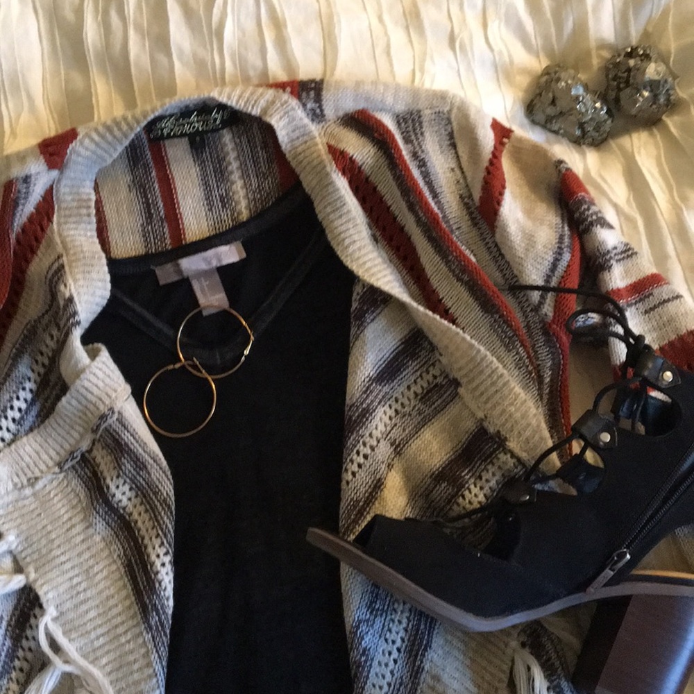 Fringed waterfall cardigan