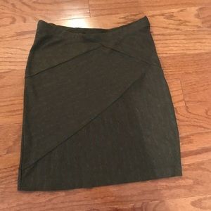 Ella Moss Fitted Olive Green & Gray Striped Skirt