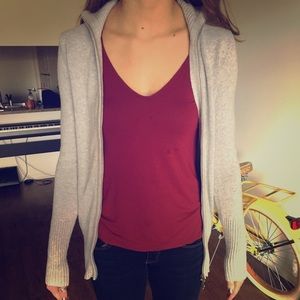 Light gray 100% Cashmere blend, zip up sweater