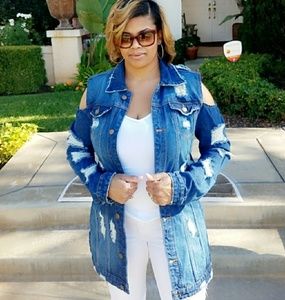 denim distressed jacket