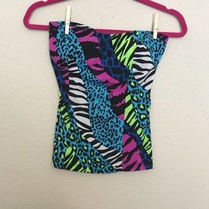 Multi Colored “Flamingo” Strapless Top