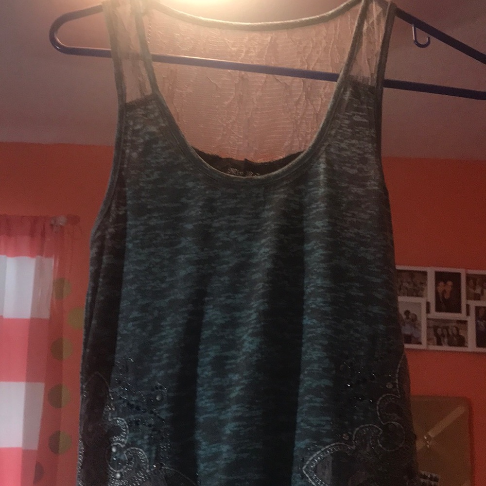 Miss Me adult small tank top, light teal/ aqua