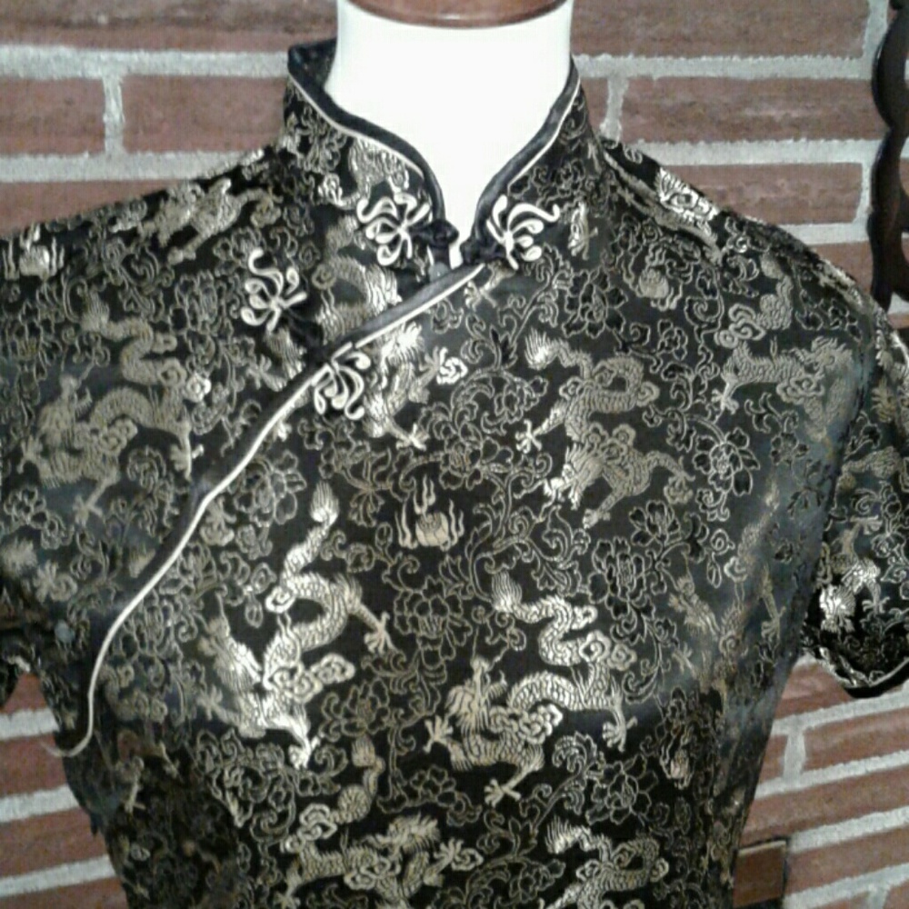 Black and Gold Mandrin Style Dress