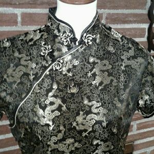 Black and Gold Mandrin Style Dress