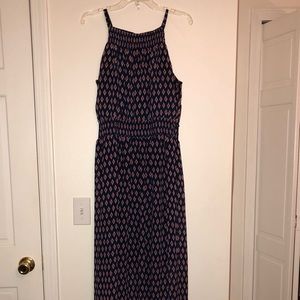 Maxi dress empire waist sleeveless, high neck