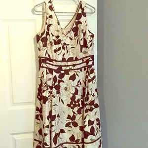 Cream with brown flower Aline dress
