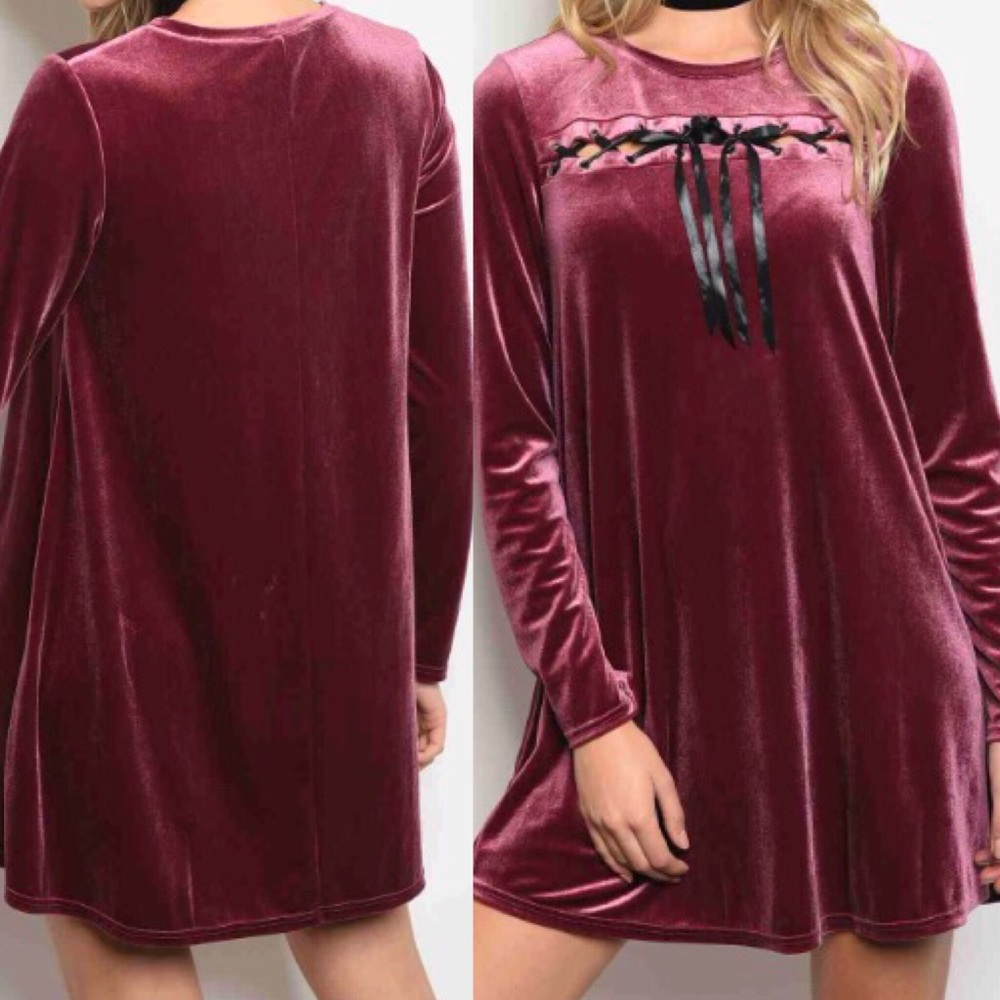 Mauve Velvet Dress - Picture 4 of 8