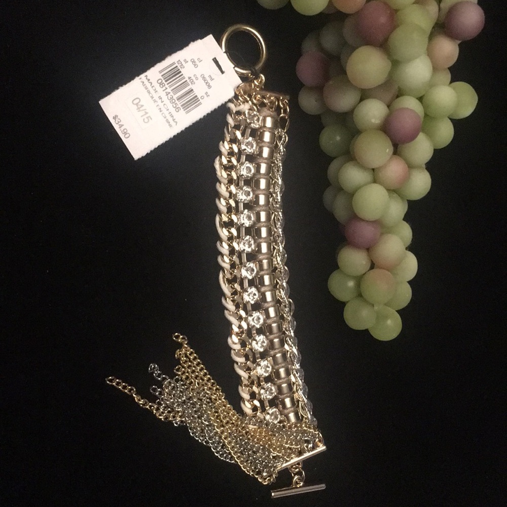 Express gold and pink toggle bracelet w/chains