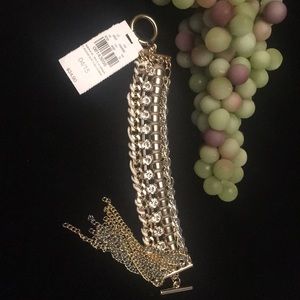 Express gold and pink toggle bracelet w/chains
