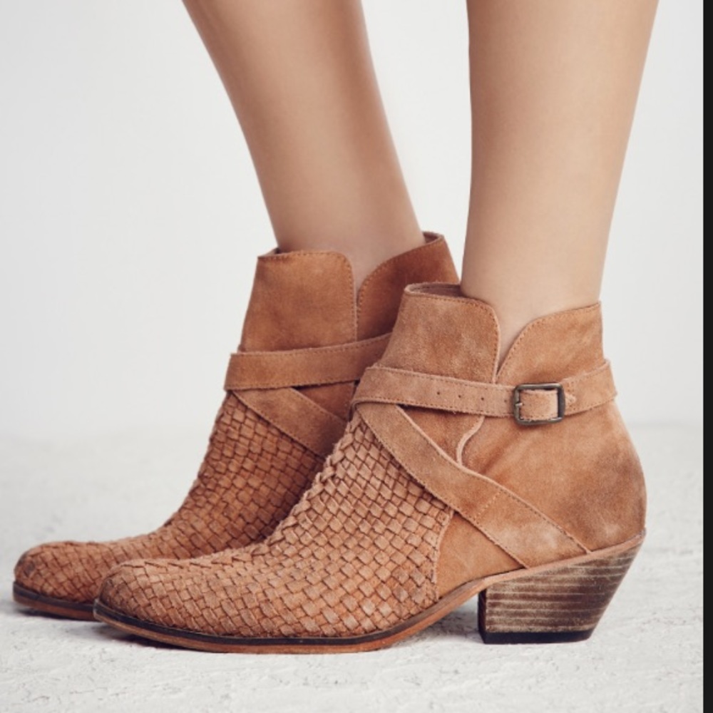 Free People Venturer Brown Braided Ankle Boot