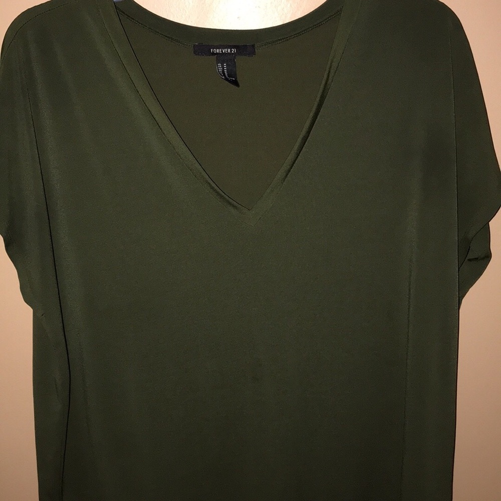 Forever 21 Olive Green V-Neck short sleeve