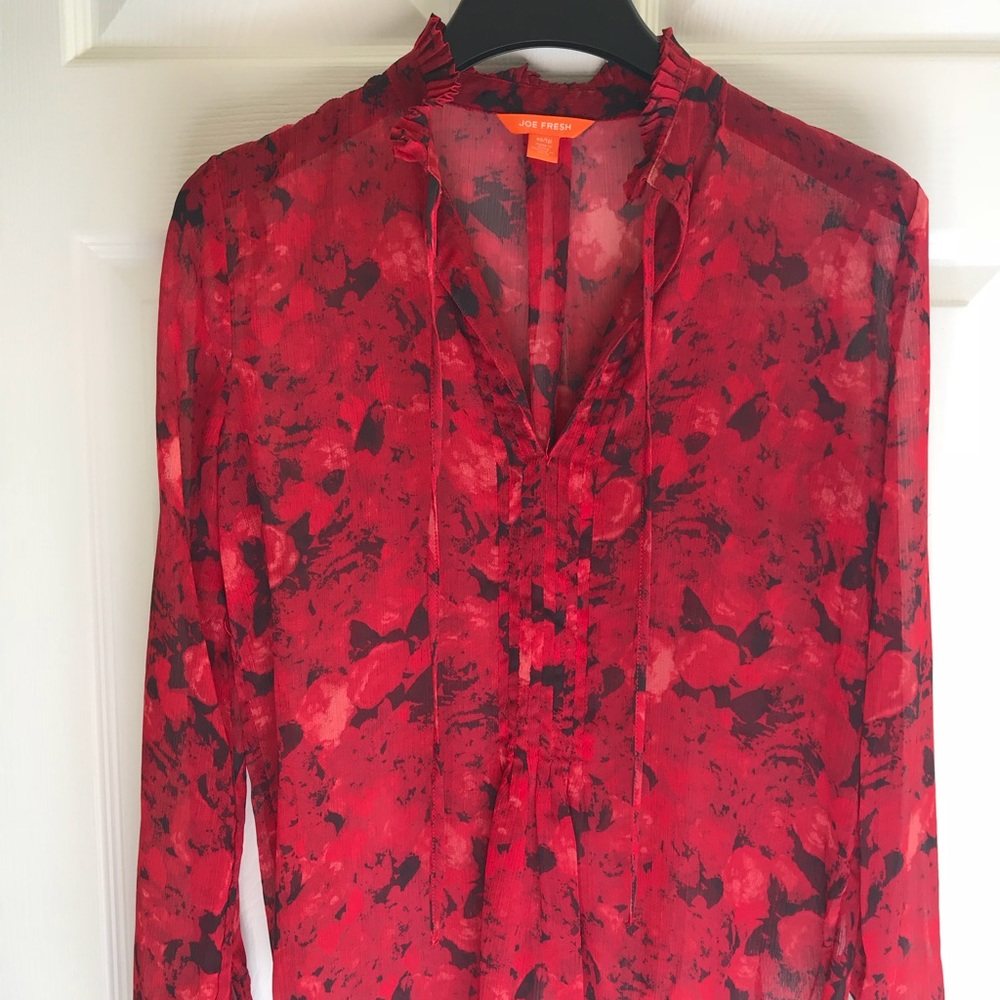 Joe Fresh Ruffle Neck Blouse Size XS