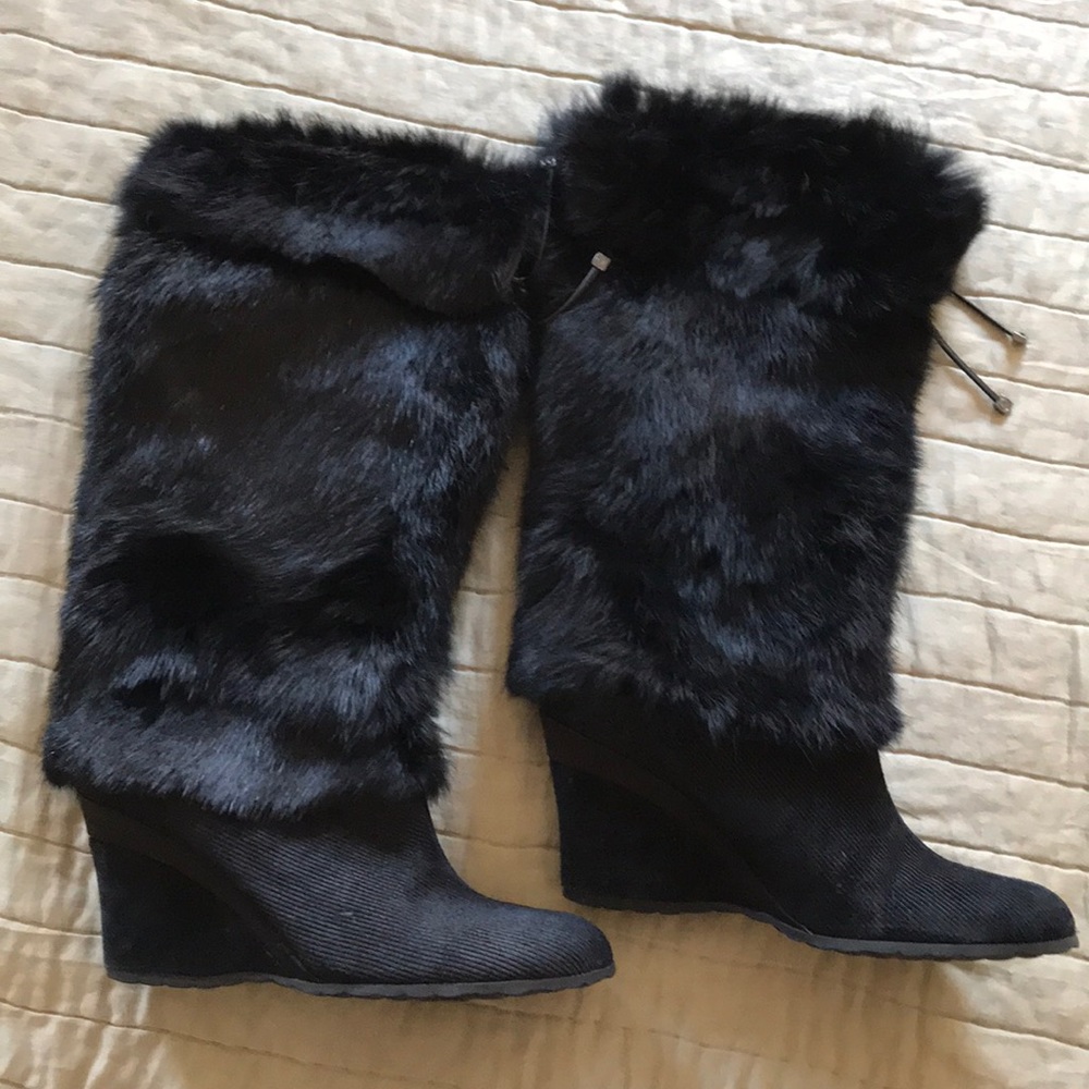 Cole Haan rabbit fur boots