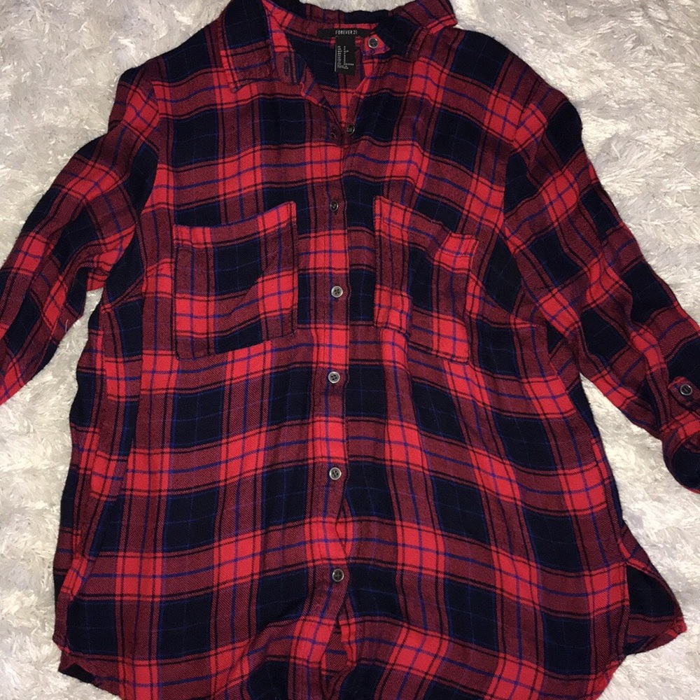 Forever 21 Blue and Red plaid flannel