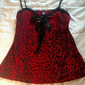 Jessica Louise szL red black leopard tank camisole