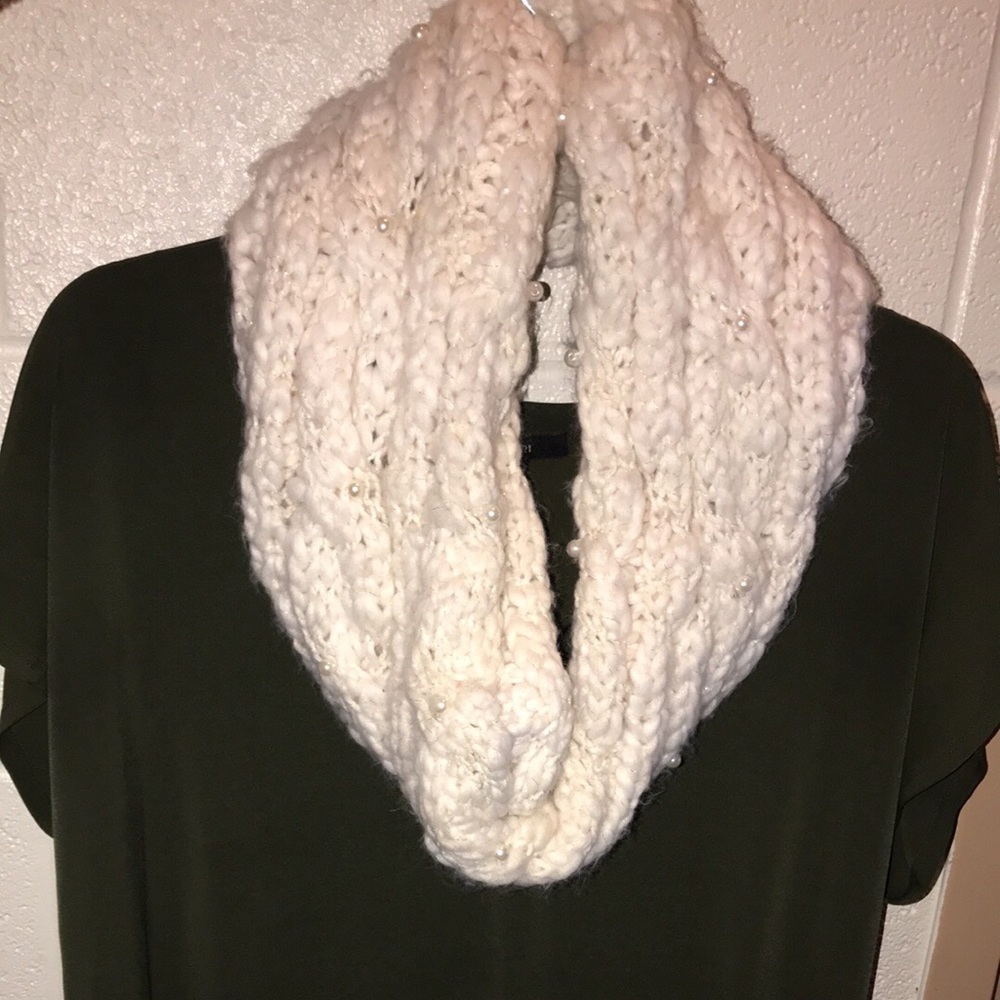 Betsey Johnson Creme color scarf with pearls