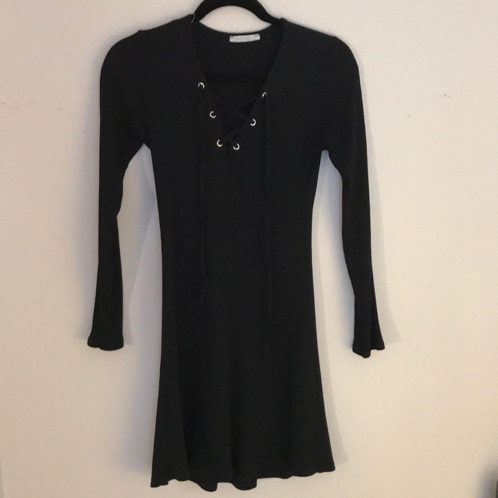Zara Trafaluc long sleeve lace up dress, size M