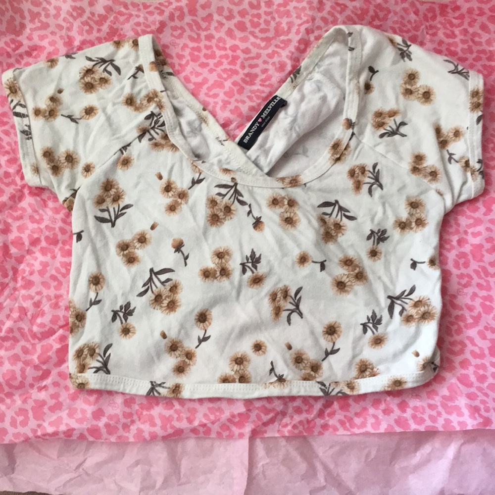 Brandy Melville Floral Cross Back Crop Top