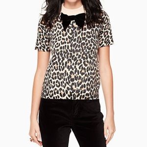 Kate spade "Leopard velvet bow sweater"
