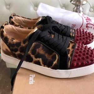 Cheetah and red louboutin sneakers