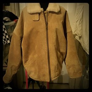 sweat leather coat . buck skin