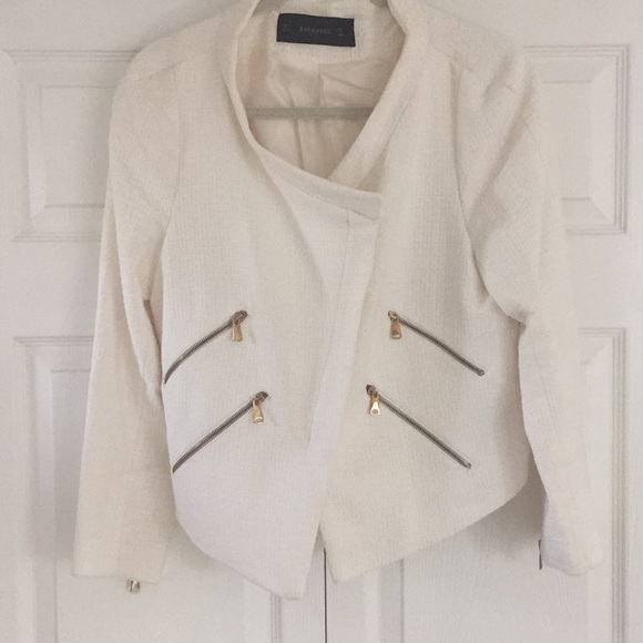Zara Jackets & Blazers - Zara cream boucle jacket with zips