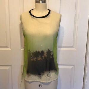 Zara Tropical Tree Print Chiffon Tank